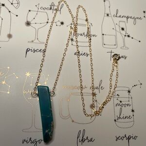 estate 14kt yellow gold gf chain with natural turquoise pendant